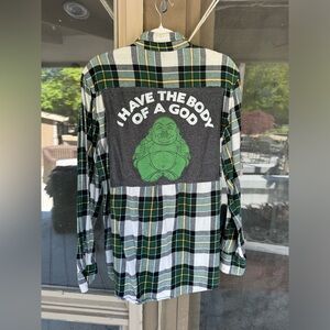 “I have the body of a god” upcycled Unisex flannel